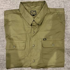 Olive Green Button Up Short Sleeve T-Shirt